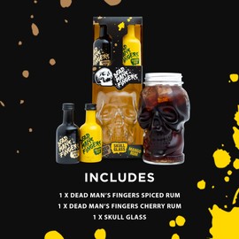 Dead Mans Fingers Rum Gift Set - Spiced Rum, Mango Flavoured Rum, Mini Alcohol Bottles x2 5cl with Skull Glass - Rum Miniatures Birthday Gifts for Men, Boyfriend Dad Gifts, Drinks for Christmas
