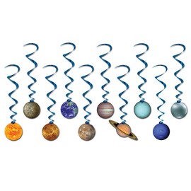 Club Pack of 60 Blue Solar System Whirl Party Decorations 41"