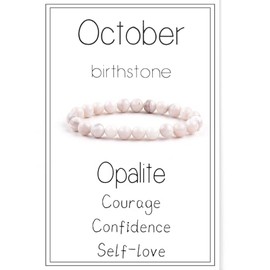 Birthstone Crystal Beads Bracelets Healing Crystal 12 Zodiac Stretch Bracelet for Women Natural Stone Chakra Anxiety Relief Yoga Beaded Bracelets for Birthday Gifts Horoscope Jewelry-October