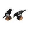 Dolls House Magpie Birds Perched on Logs Miniature Garden Accessory