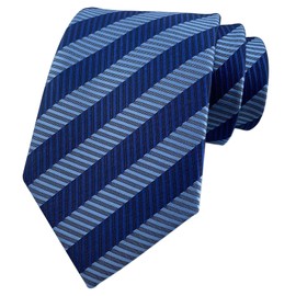 Elfeves - Corbatas a rayas para hombre, diseño formal de negocios de 3.15 pulgadas, Azul y azul marino, Talla única