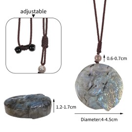 mookaitedecor Crystal Wolf Necklace Jewellery Gift Labradorite Crystal Pendant Necklace for Men Women, Moonstone Necklace Healing Crystal Precious Stone Gemstone Necklace Reiki Chakra Amulet Necklace