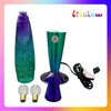 16 Inch Green Blue Purple Rainbow Glitter Lamp, 2 Bulbs,