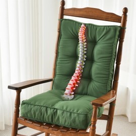 SUNROX SUNROX Memory Foam Non Slip Rocking Chair Cushion, FadeShield Water Resistant Thicken Durable Tufted Pads, Set of Seat & Back Cushion with Ties for Indoor/Outdoor Rocker, 2 Piece, Army Green