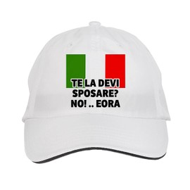 Makoroni - TE LA Devi SPOSARE NO! EORA Italy Italian Hat Adjustable Cap, DesS6 White