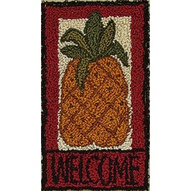 Pineapple Punch Needle Kit by Rachel's of Greenfield, Needlepoint Kits for Adults, Punch Needle Kits, Embroidery Kits for Adults, Finished Size 2 5/8" x 4 5/8", Instructions and Materials Included