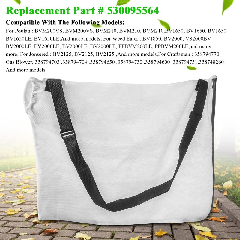 530095564 Blower Leaf Vacuum Bags Bottom Zippered Design Dupe for