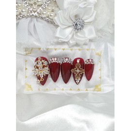 ❣High quality Red Money Nail Tips - Long Stiletto / ❣고품격 레드머니 네일팁 - 롱스틸레토