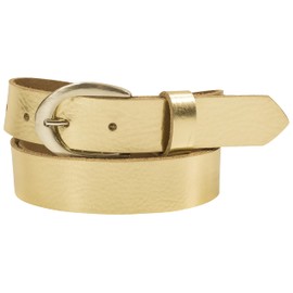 fashionchimp Basic Women's Belt Made of 100% Genuine Leather, Shiny Belt Clasp, Width Approx. 2.8 cm, Made in Germany, Gold-solar