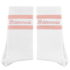 Geyoga Bridesmaid Socks for Women Cotton Bridesmaid Wedding Socks Gifts for Bridal Engagement Wedding Party Favors(White Pink)