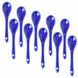 Lotatheta Blue 10 pcs Porcelain Egg Spoons Ceramic Spoons 4.7 inch Coffee Dessert Yogurt Tea Milky Tea