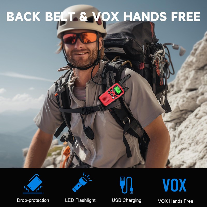Rechargeable Walkie Talkies Long Range for Adults, Walky Talky VOX