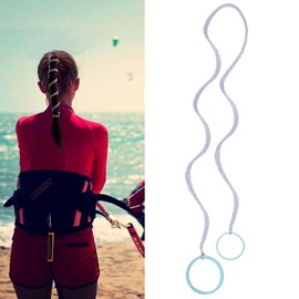 1Pack 35"Ponytail Holders Colorful Elastic Hair Ties for Thick Hair, Long Hair Tie Scrunchies No Damage for Wind Water Sport Strong Braided Pony Tails Wrap Hair Ties for Swimming Diving (Green+Pink)