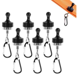 Canopy Magnetic Hooks - Portable Camping Tent Hooks with Stainless Steel Carabiner, Sturdy Magnet Clip Hanger for Outdoor Tents, Perfect for Camping and Cruises(6Pcs)