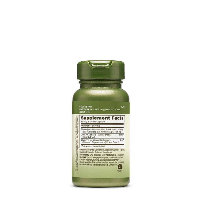 GNC Herbal Plus Bilberry Extract and Lutein Supplement, Vegetarian, Supports