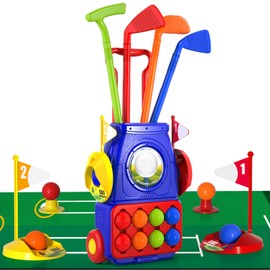 Bennol Toddler Golf Set Toys for Kids, Upgraded Kids Golf Cart Toys Sets with 4 Golf Sticks, 8 Balls and 1 Mat, Indoor & Outdoor Golf Toys for 3 4 5 6 Year Old Boys Girls Toddlers