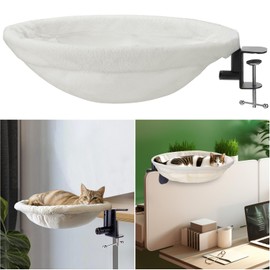 Vodolo Cat Desk Bed,Desk Cat Perch,Comfortable Soft Round Desktop Cat Bed for Cats up to 50 lbs, Table Mount Cat's Nest with Pet Mat,Office Work Deskcat Bed Perfect Cat Hammock Indoor Cat Accessories