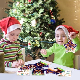 WaaHome Make a Nativity Scene Stickers Crafts Kit Christian Christmas Ornaments Crafts Activity Religious Jesus Birth Nativity Stickers Set for Kids Christmas Party Decorations Favors Supplies - C