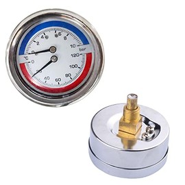10 BAR Rear Entry 120C Temperature Pressure Gauge 1/4" BSP Thermomanometer