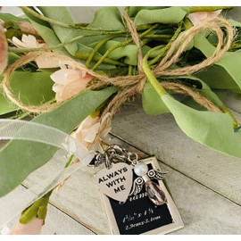 Silver Color Family Member Lost Remembrance Piece Rear View Mirror Hanging or Wedding Memorial Bouquet Charm Photo Always With You Wedding Memorial Gift (Pink)