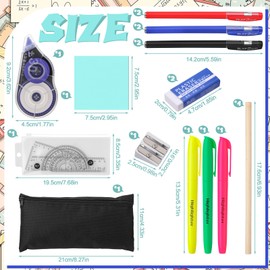 Candcamp 20 Pcs Stationery Set,Back to School Pencil Case with Stationery Included,Exam Stationary Kit Secondary Primary School Supplies