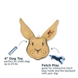 Tall Tails Dog Natural Leather Scrappy Fetch Toy for Dogs, Rabbit