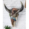 Western Patriotic Bull Cow Skull With American Flag Bald Eagle