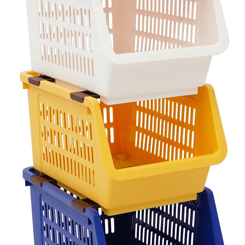 4 Pcs Stackable Storage Baskets, Compact Rolling Storage Baskets Set,
