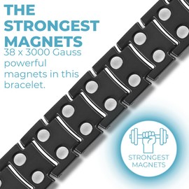 Willis Judd Mens Titanium Magnetic Bracelet Magnetic Bracelets for Men Adjustable Bracelet Length with Sizing Tool (Black)