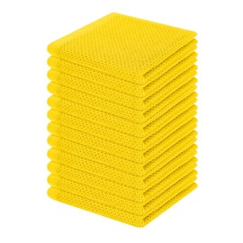 Homaxy Homaxy 100% Cotton Waffle Weave Kitchen Dish Cloths, Ultra Soft Absorbent Quick Drying Dish Towels, 12 x 12 Inches, 12-Pack, Yellow