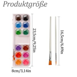 Altaroo Watercolour Box 12 Colours, Ink Box on the Go with 2 Brushes, Watercolours, Watercolour Box for Artists and Painting Lovers
