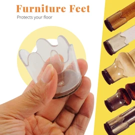 Furniture Feet Flexible Chair Leg Floor Protectors, Non-Slip Clear Round Table Feet Cover for Wood Floors, Tiles Protection, 8 Small 7/8 - 1 1/4 inches and 8 Large 1 5/8 inches As Seen On TV, Pack of 16