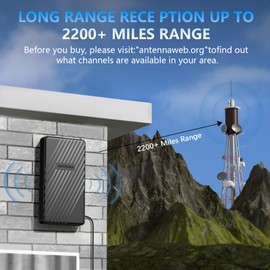 2200+ Miles Range TV Antenna, 2025 Upgraded Strongest Digital TV Antenna Outdoor with Amplifier Signal Booster, Support Smart TV and All Older TV's,for Local Channels-Support 1080p 4K 8K