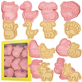 Farm Animal Cookie Cutter Set-8 Plastic Cookie Cutter Stamp- Farm Animal Theme Fun Cookie Mold, Children's Baking Set.(Type B)