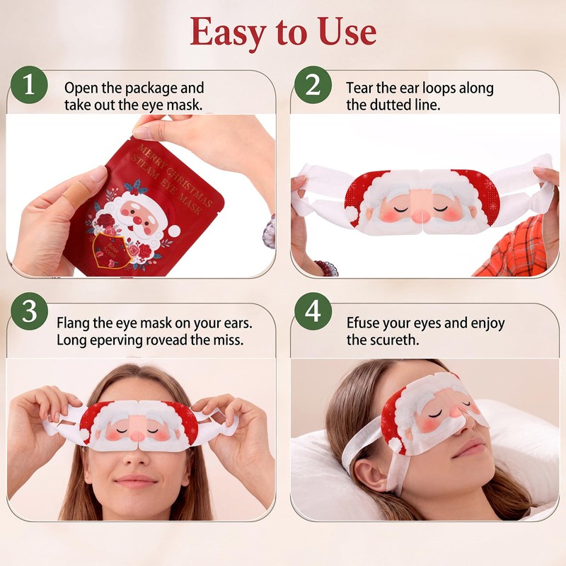 30 Pcs Christmas Steam Eye Masks Bulk for Dry Eyes