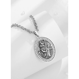 CELESTIA St. Christopher Necklace Sterling Silver Pendant Religious Catholic Christians Gift Unisex