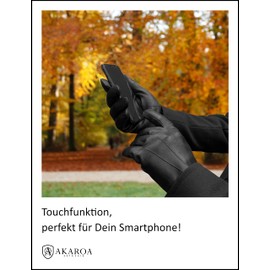 AKAROA ESTD 2019 Men’s RON Italian Sheepskin Leather Gloves with Touchscreen Function & 50% Cashmere / 50% Wool Knitted Lining, 5 Sizes (S - XXL) (Ron) - black, size: s