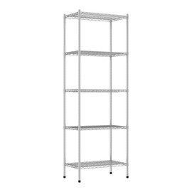QUIET BOOK Commercial NSF Listed Chrome Stationary Wire Shelving Kit 18" x 30" x 86", with 5 Shelves Perfect for Warehouse, Walk-in Refrigerator, Freezer, Grocery Store, Restaurant, Dishroom