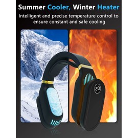 Karcusiny Portable Neck Fan AC Neck Air Conditioner Hands Free Bladeless Fan 360° Cooling Wearable Neck Fan 2600mAh Rechargeable Personal Fan for Indoor Outdoor Travelling (Style2-Black)