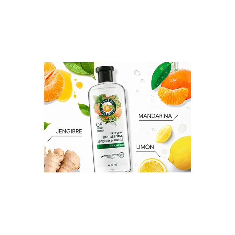 Shampoo Herbal Essences Mandarina, Jengibre, Menta 400ml 3pz
