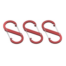Aluminium S-Shaped Carabiner Hooks, 88mm x 40mm, Set of 3, Lightweight for Camping and Hiking (Red 88)