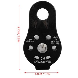 YYQTGG Climbing Pulley, Mobile Side Plate Pulley Movable Downhill Pulley 26KN Side Swing Single Pulley Single Pulley for Rock Climbing, Tyrolean, Rescue Lifting, Zipline (Black)