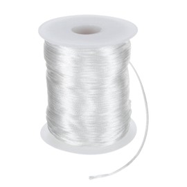 sourcing map Satin Nylon Cord String 2mm 330 Feet Silky Smooth Bracelets String for Macrame Kumihimo Chinese Knot Necklaces Beading Jewelry Making, White