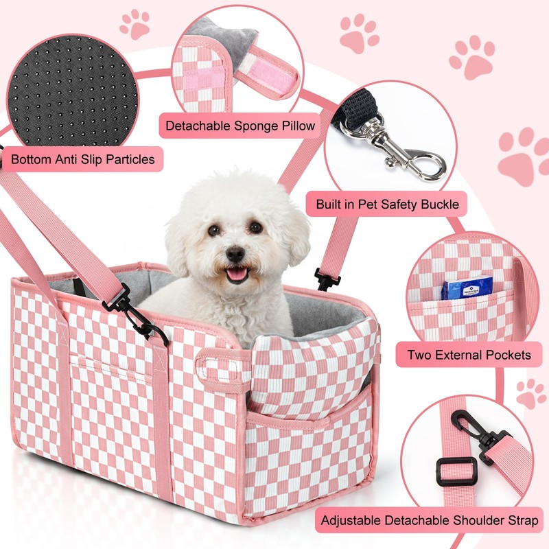 Console Dog Car Seat - Portable Dogs Armrest Booster Seat