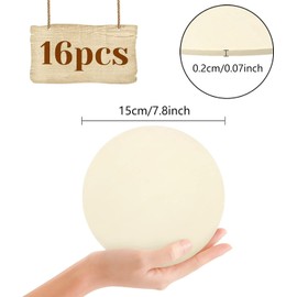 Wooden Circle, DOITEM 12 Pcs 15cm/6inch Unfinished Blank Rounds Wooden Cutouts for Crafts, Round Wood Plaque, Thin Wood Discs, Round Wood Slices for Pyrography, Painting and Christmas Decorations