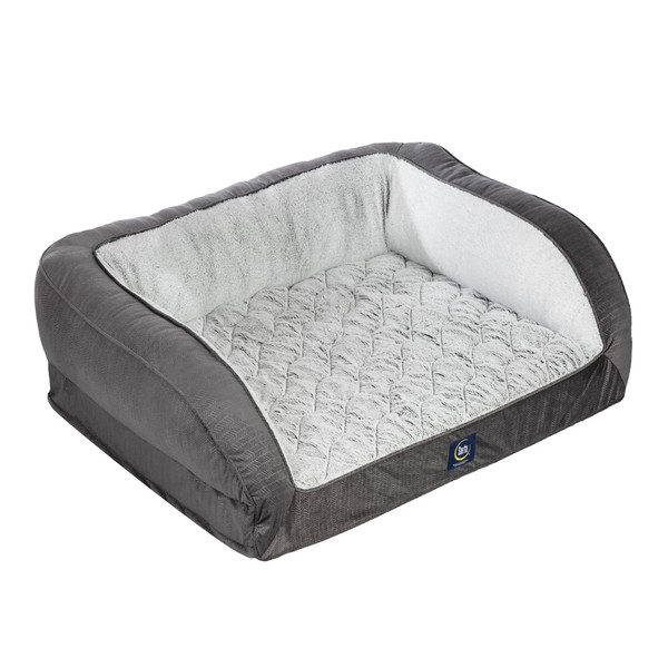 Serta Orthopedic Quilted Couch Dog Bed for Pets – Slate Gray (Small)