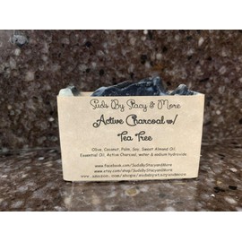 Suds By Stacy and More Active Charcoal and Tea Tree Oil Homemade Soap Bar (One 4 oz bar)