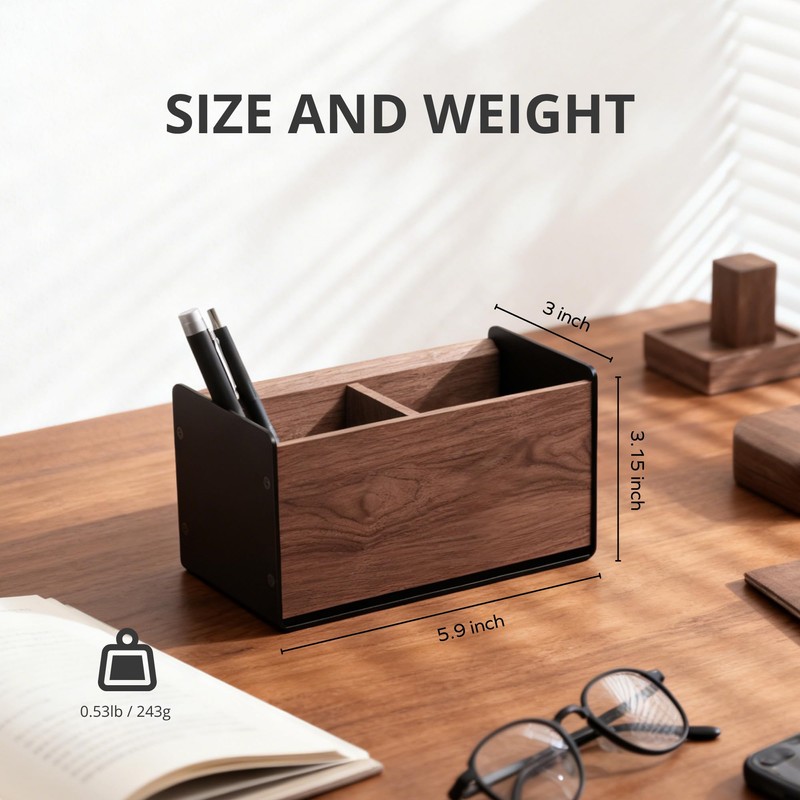muso wood Wooden Pen Holder for Desk, Artisan Walnut &