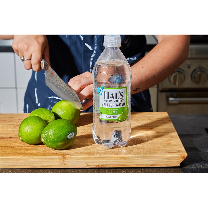 Hal's New York Seltzer Water, Lime Sparkling Water, 20 Fl