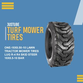 18x8.50-10 Lawn Tractor Mower Tires Lug R-4 R4 Skid Steer 18x8.5-10 Bar, Heavy Duty 18x8.5-10 Bar Tread for Enhanced Traction and Durability, Ideal for Heavy-Duty Lawn Equipment and Mowers